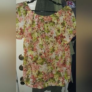 Floral summer sheer blouse